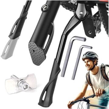 Stalak za bicikl, potporna noga, podesivi stalak za bicikl 24-29 cm, središnji aluminij crna
