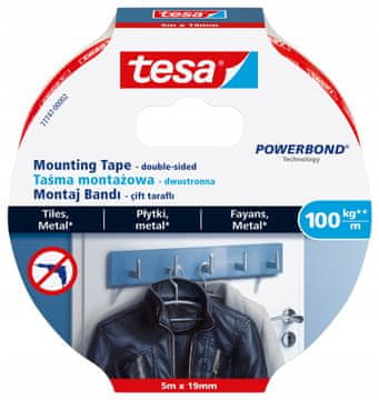 Tesa TESA dvostrana montažna ljepljiva traka za ogledala na pločice, metal, 5 m x 19 mm