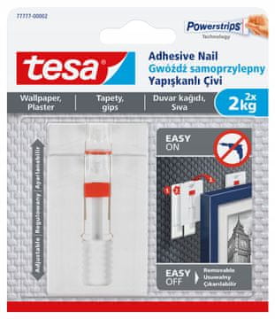 Tesa TESA ljepljivi čavao, podesiva vješalica do 2 kg za tapete i žbuku, 2 kom