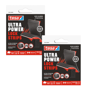 Tesa Strong samoljepljive tehničke čičak trake, 2 kom., crne, 5 cm x 25 mm x 2
