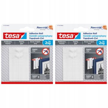 Tesa TESA kuka s ljepljivom podlogom za vješanje do 2 kg, za slike i dekoracije, 2x2 kom