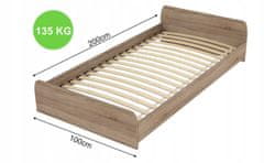 Box Okvir kreveta za madrac 100x200, 22 brezove letvice, elastičan, 200 kg