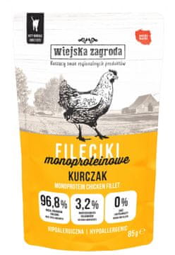 Wiejska Zagroda | Fileti mokra hrana za mačke | Vrećica 85g - Piletina 85g