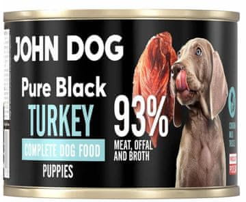 John Dog štene | Čisto crna | Mokra hrana za pse 200 g - Purica 200 g
