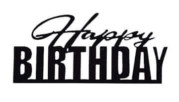 Akrilni topper za tortu sa strane Happy Birthday, crni, wz1