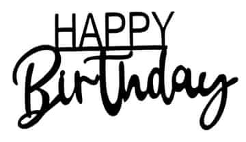 Akrilni topper za bočnu stranu torte Happy Birthday, crni, wz2