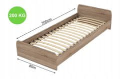 Box Okvir kreveta 80x200 s oprugama, 18 brezovih letvica, madrac 200 kg