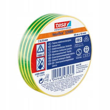 Tesa zeleno-žuta PVC izolacijska traka za popravak kabela 20 m x 19 mm