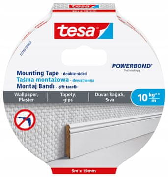 Tesa TESA dvostrana pjenasta montažna ljepljiva traka za tapete i žbuku 5m x 19mm