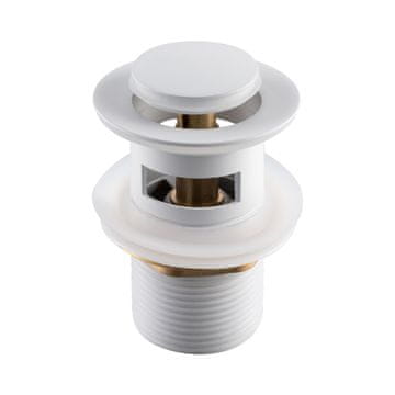 Mesingani čep za umivaonik Klik Klak model B s preljevom bijele boje