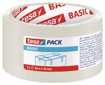 Tesa TESA BASIC samoljepljiva traka za pakiranje, prozirna, PP, 40m x 45mm