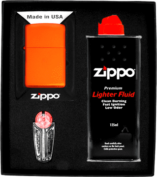 Poklon komplet ZIPPO narančasti mat upaljač No1