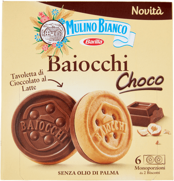 Mulino Bianco Keksi punjeni kremom Baiocchi Choco 144g - Mulino Bianco