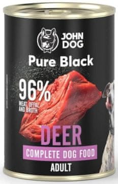 John Dog Adult | Pure Black | 400g konzerva - Deer 400g