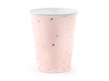 PartyDeco Papirnate čašice ružičaste zlatne točkice 6 kom / 260ml