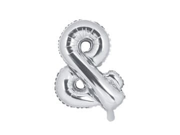 PartyDeco Folijski balon slovo “&” srebrni 35 cm