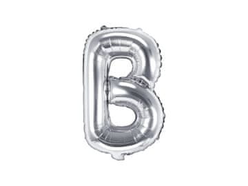 PartyDeco Balon od folije slovo "B" srebrni 35 cm