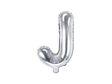 PartyDeco Folijski balon slovo "J" srebrno 35 cm