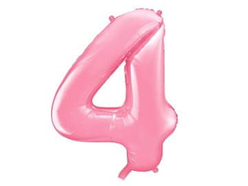 PartyDeco Folijski balon broj 4, ružičasti, 86 cm