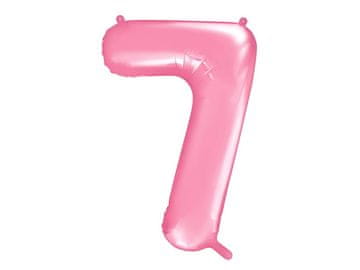 PartyDeco Folijski balon cifra "7" ružičasti, 86 cm