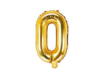 PartyDeco Folijski balon u obliku slova 'O', zlatni, 35 cm