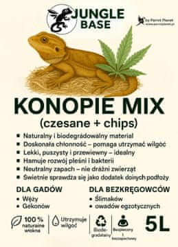 -Hemp MIX (češljana + komadići) - prirodni supstrat za gmazove i beskralježnjake 5 litara
