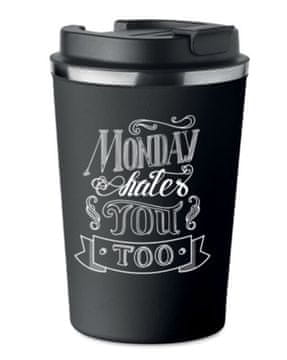 Premium termo šalica s tiskom MONDAY HATES YOU TOO 350ml 0.35l KT_005