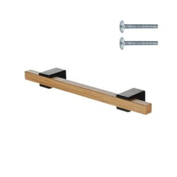 Coriex Drvena ručka za namještaj 128 mm, prirodno lakirani hrast / crno obojeni hrast XT10