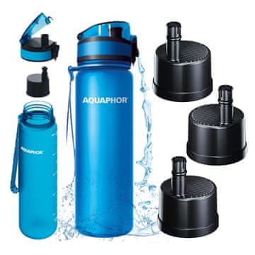 Aquaphor Boca s filtrom za vodu 0,5L Aquaphor City Plava boca za školu + 3 uloška