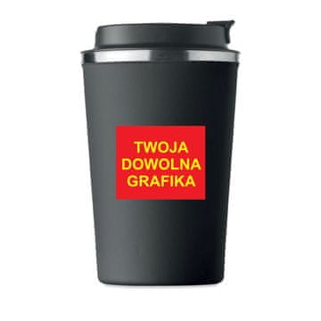 Vrhunska termo šalica s VAŠIM VLASTITIM GRAFIČKIM TISKOM, CRNA KT_173