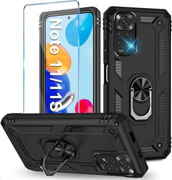 Set oklopnih futrola ZA Xiaomi Redmi Note 11/Note 11S crna + staklo