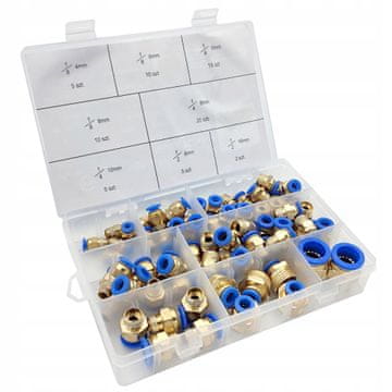FALON-TECH Komplet pneumatskih brzospojki s navojem, utični spojevi 4-16mm 72e