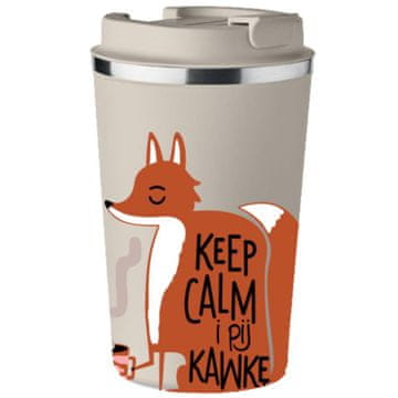 Vrhunska termo šalica s tiskom KEEP CALM DRINK COFFEE FOX 350 ml KT_085