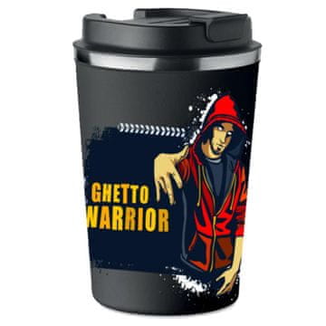 Premium termo šalica s printom GHETTO WARRIOR GANGSTA RAP 350ml KT_096
