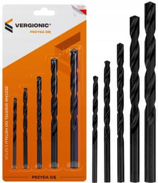 Vergionic Set svrdala za metal, drvo i plastiku HSS 4-10 mm, 5 kom., VERGIONIC