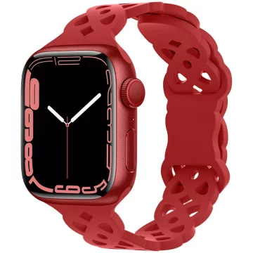 Remen ZA Apple Watch 38/40/41 mm SE/9/8/7/6/5/4/3/2/1 crveni, ažurni