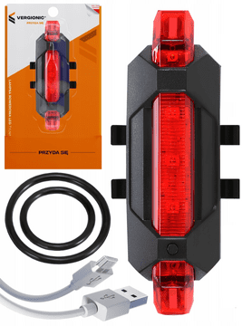 Vergionic Jaka stražnja biciklistička lampa LED, 4 načina rada, USB, 110mAh, vodootporna IP44