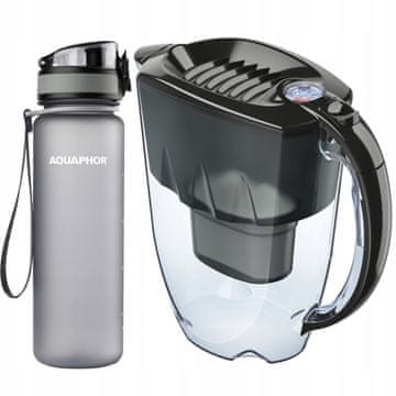 Aquaphor Amethyst vrč 2,8 l s brojačem crni + City boca siva