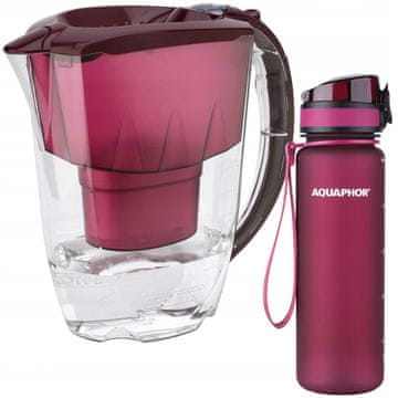 Aquaphor Aquaphor Amethyst 2,8 l višnja + filterska boca City 0,5 l bordo