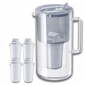 Aquaphor Stakleni filter vrč Aquaphor Nord 2,5l + 4 uloška A5 (350L), sivi