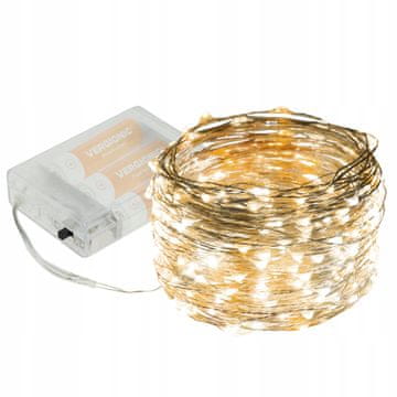 Vergionic Ukrasna lampica za božićno drvce s 100 LED dioda, 3000K, žica na baterije, 10 m
