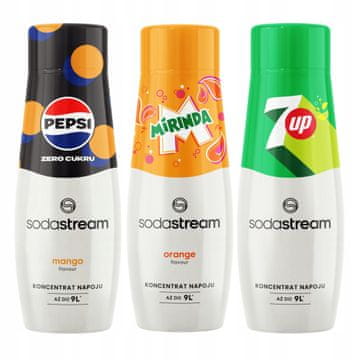 Set od 3 sirupa za vodu Sodastream Pepsi Max Mango + Mirinda + 7UP