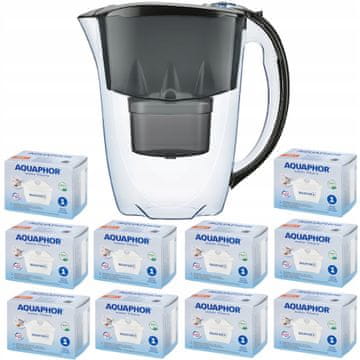 Aquaphor Amethyst vrč s filterom 2,8 l + 10 uložaka, crni
