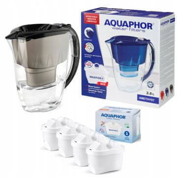 Aquaphor Amethyst vrč s filterom 2,8 l + 4 uloška, crni