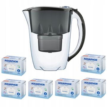 Aquaphor Amethyst vrč s filterom 2,8 l + 6 uložaka, crni
