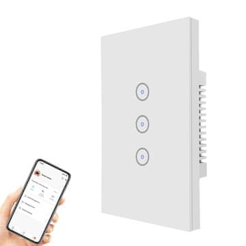 Dodirni prekidač za svjetlo, staklo, bijelo staklo, trostruki WiFi