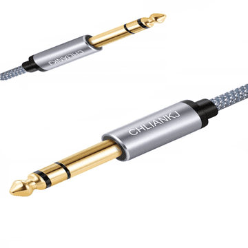 Utičnica za instrumentalni kabel, pleteni najlon, sivi, 1 m