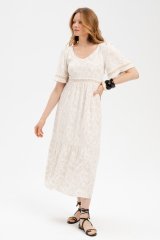 Blue Shadow Sukienka Risa Flowers light beige 42