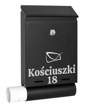 Gockowiak Hadvar poštanski sandučić, crni s natpisima