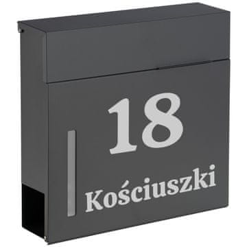 Gockowiak Jerez antracitni poštanski sandučić s natpisima